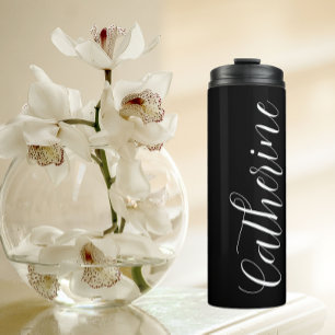 Black Stylised Wedding Bridesmaid Name Thermal Tumbler