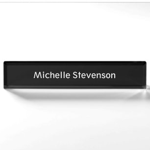 Black Stylish Elegant Modern Desk Nameplate