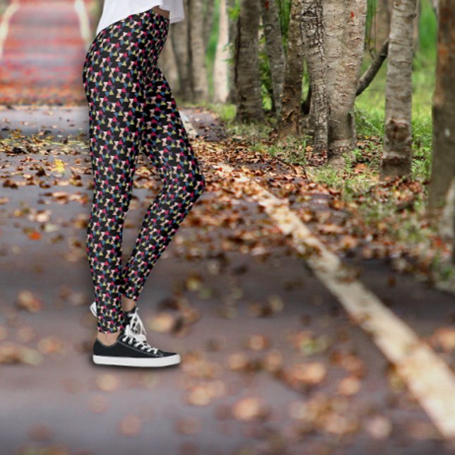 Black stylish geometric colored pattern leggings (Creator Uploaded)
