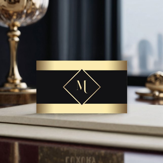 Black Stylish Gold Frame Modern Business Card (Creator Uploaded)