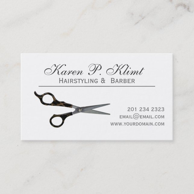 Black Stylish Hair Stylist  Cutting Scissors Appointment Card (Front)