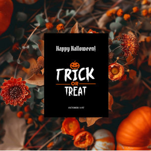 Black Stylish Happy Halloween  Postcard