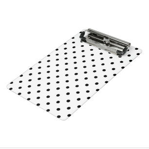 Black stylish polka dots white background mini clipboard