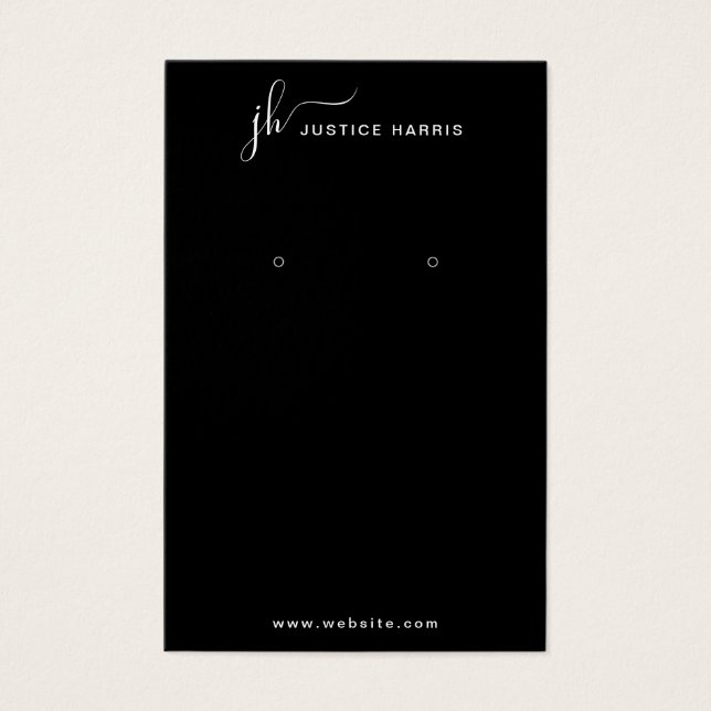 Black Stylish Script Monogram Modern Earing (Front)