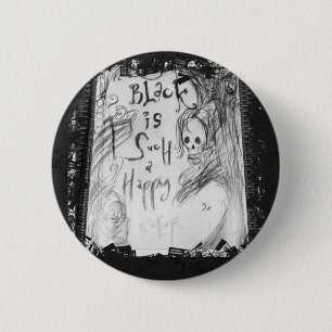 black such a happy colour 6 cm round badge
