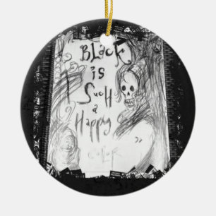 black such a happy colour ceramic ornament