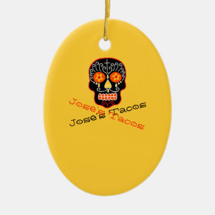 Black Sugar Skull Ceramic Tree Decoration