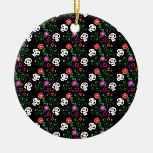 black sugar skull ceramic tree decoration