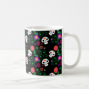 black sugar skull coffee mug