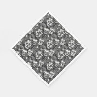 Black sugar skull floral ornamental pattern
