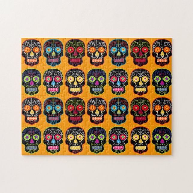 Black Sugar Skull Jigsaw Puzzle (Horizontal)
