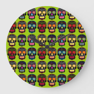 Black Sugar Skull Large Clock