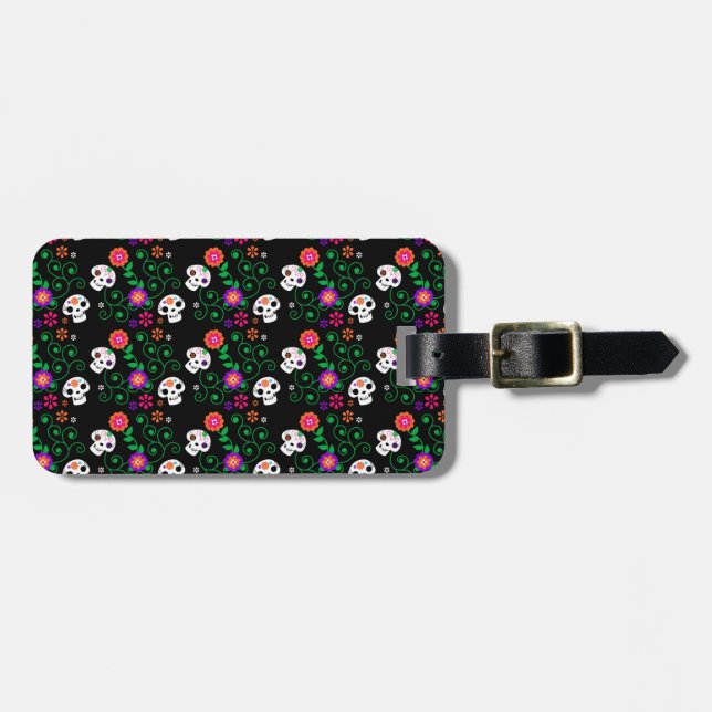 black sugar skull luggage tag (Front Horizontal)