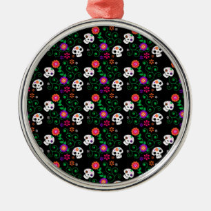 black sugar skull metal ornament