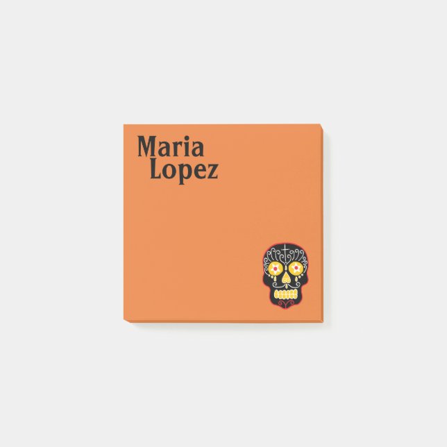 Black Sugar Skull Post-it Notes (Front)