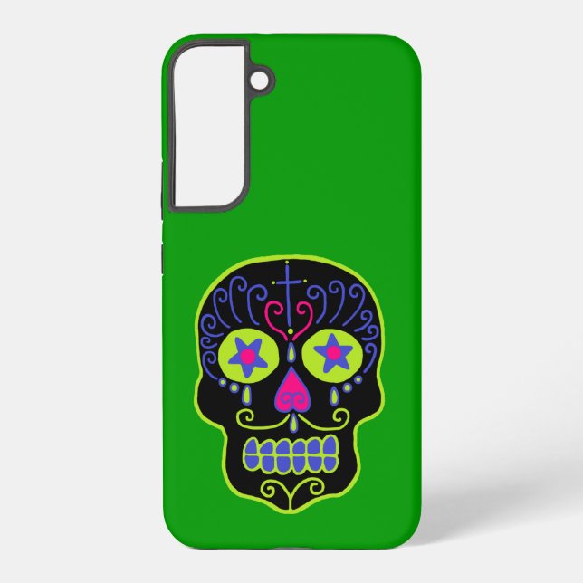 Black Sugar Skull Samsung Galaxy S22+ Case (Back)