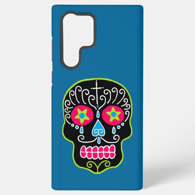 Black Sugar Skull Samsung Galaxy S22 Ultra Case (Back)