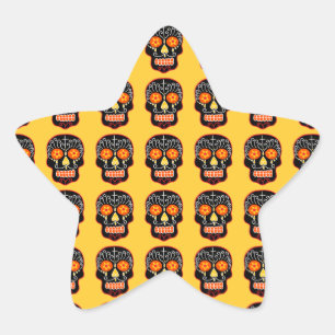 Black Sugar Skull Star Sticker