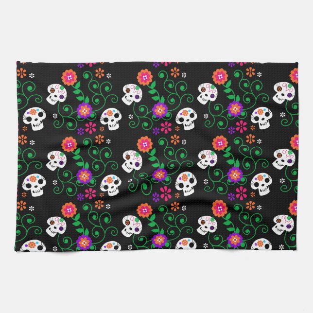 black sugar skull tea towel (Horizontal)