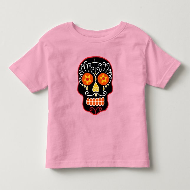 Black Sugar Skull Toddler T-Shirt (Front)