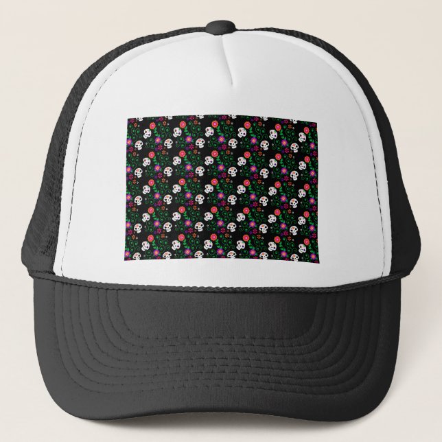 black sugar skull trucker hat (Front)