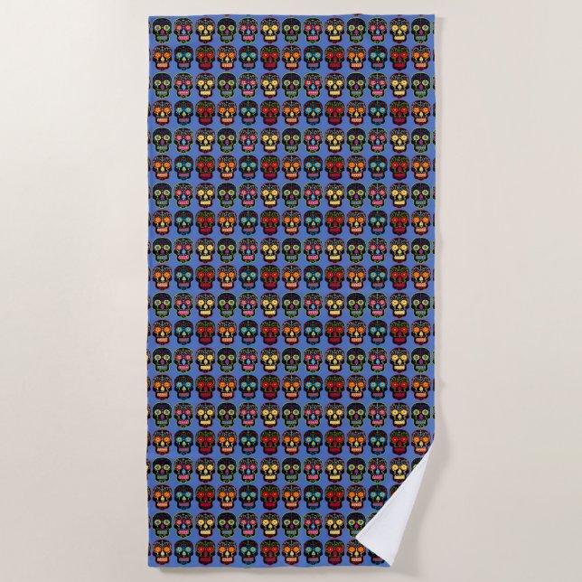 Black Sugar Skulls Beach Towel (Front)