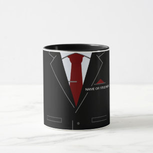 Black Suit and Red Necktie Mug - Add Name / Title