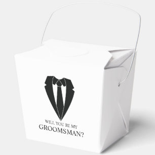 Black Suit and Tie Groomsman Proposal Favour Box