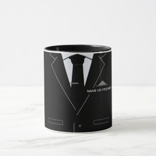Black Suit Funny Mug Gift - Add Name / Title