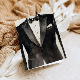 Black Suit Groomsman Proposal Card