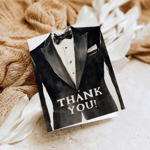 Black Suit Groomsman Thank You Cards