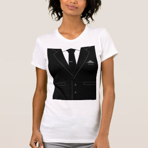Black Suit With Black Neck Tie T-Shirt