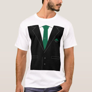 Black Suit With Green Neck Tie Funny T-Shirt
