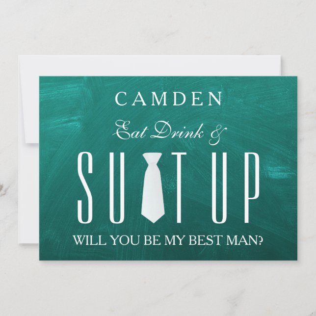 Black Suitup Will you be my Bestman Invitation (Front)