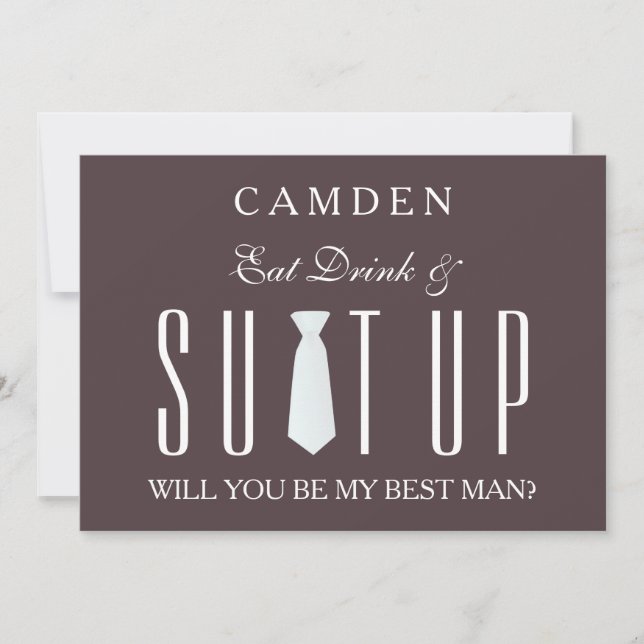 Black Suitup Will you be my Bestman Invitation (Front)