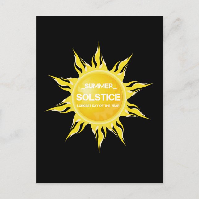 Black summer solstice the longest day of the year postcard (Front)