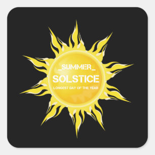 Black summer solstice the longest day of the year square sticker