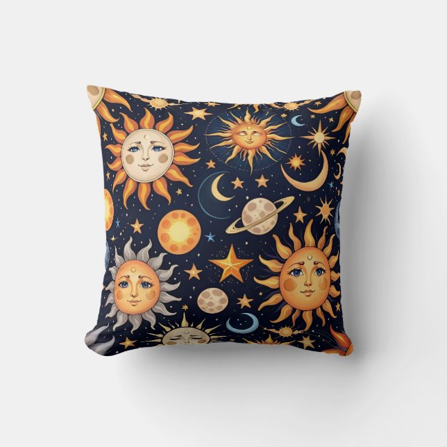 Black Sun and Moon Cushion (Front)