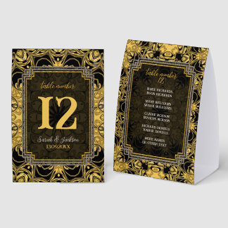Black Sun Gold Black Table No. w/ Guest Names
