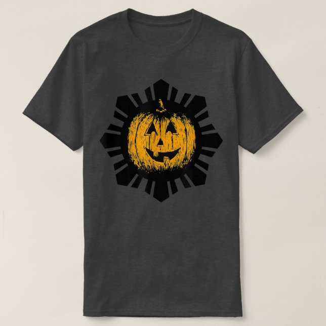 Black Sun Jack O Lantern Halloween  T-Shirt (Design Front)
