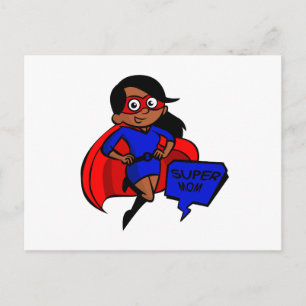 black super mum postcard