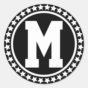 Black Superstar Monogram Classic Round Sticker