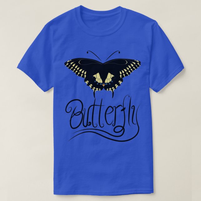 Black Swallowtail Butterfly Design T-Shirt (Design Front)