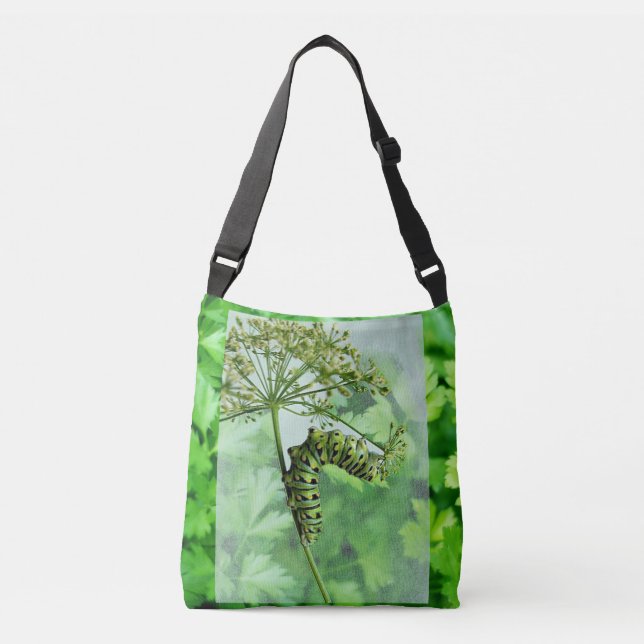 Black Swallowtail Butterfly eating parsley  Crossbody Bag (Front)