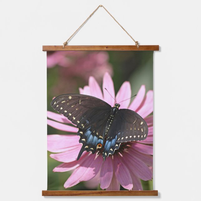Black Swallowtail Butterfly Hanging Tapestry (Front)