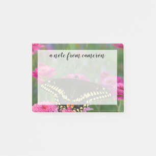 Black Swallowtail Butterfly on Dark Pink Flower Post-it Notes