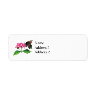 Black Swallowtail on Pink Lantana Return Address Label
