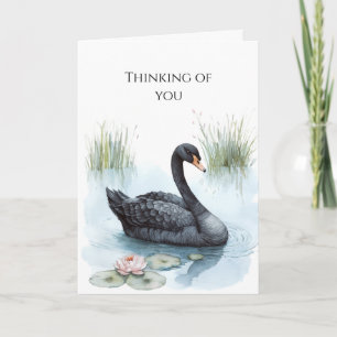 Black Swan Calla Lily Flower Thinking of you Card