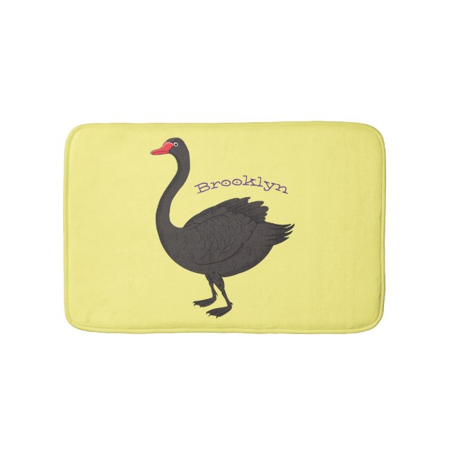 Black swan cartoon illustration  bath mat (Front)