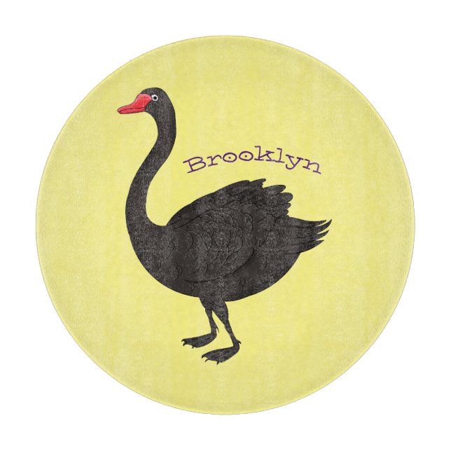 Black swan cartoon illustration cutting board (Front)